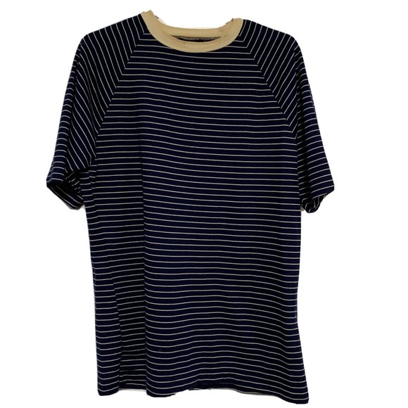 Vintage Mens XL Tee Grubb Stuff Crewneck Shirt Pullover Short Sleeve Blue Stripe - Picture 1 of 10